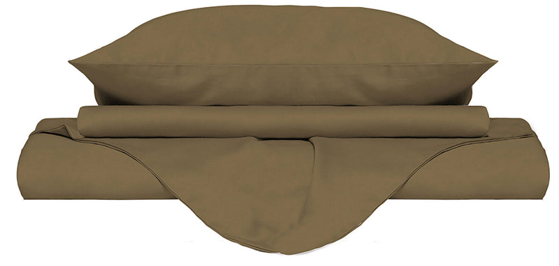 Copripiumino Matrimoniale con Sacco e Federe Tinta Unita Nocciola