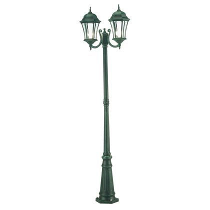 Lampada Palo Due Luci per Giardino Colore Nero e Verde per Esterno Linea Curvata Sovil