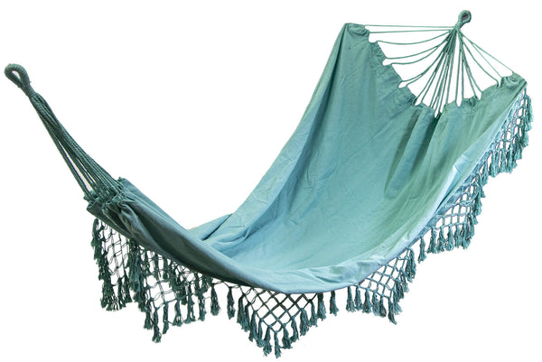 Amaca da Giardino 2x1,5m in Tessuto con Frange Verde Acqua acquista