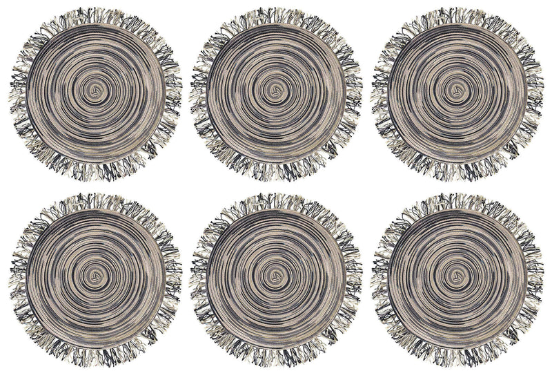 Set 6 Tovagliette con Frange Ø45x0,5 cm  in Polipropilene VdE Tivoli 1996 Shades of Stones