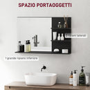 Specchio Bagno da Parete 75x10x48 cm con Mensole in Legno e Vetro Nero  