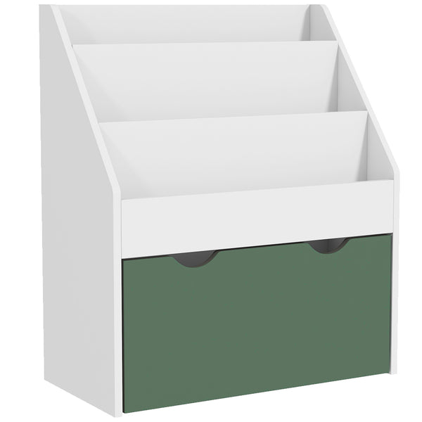 online Libreria per Bambini 3-8 Anni 62.5x30x70 cm a 3 Ripiani con Cassetto Inferiore in MDF Verde