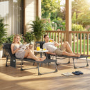Set 2 Lettini Prendisole da Giardino 57x200x38 cm Pieghevoli e Reclinabili su 5 Livelli con Cuscini in Texteline Nero      