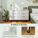 Cassettiera 6 Cassetti Moderna 120x40x76,5 cm con Maniglie Dorate in MDF e Truciolato Bianco      