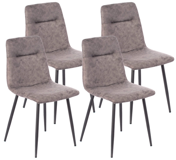 Set 4 Sedie Imbottite 49x48,5x88 cm in Similpelle Grigio Vintage acquista