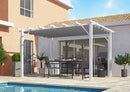 Pergola da Giardino 4x3x2,3 m in Alluminio Bianco con Telo di Copertura 140g/mq Grigio