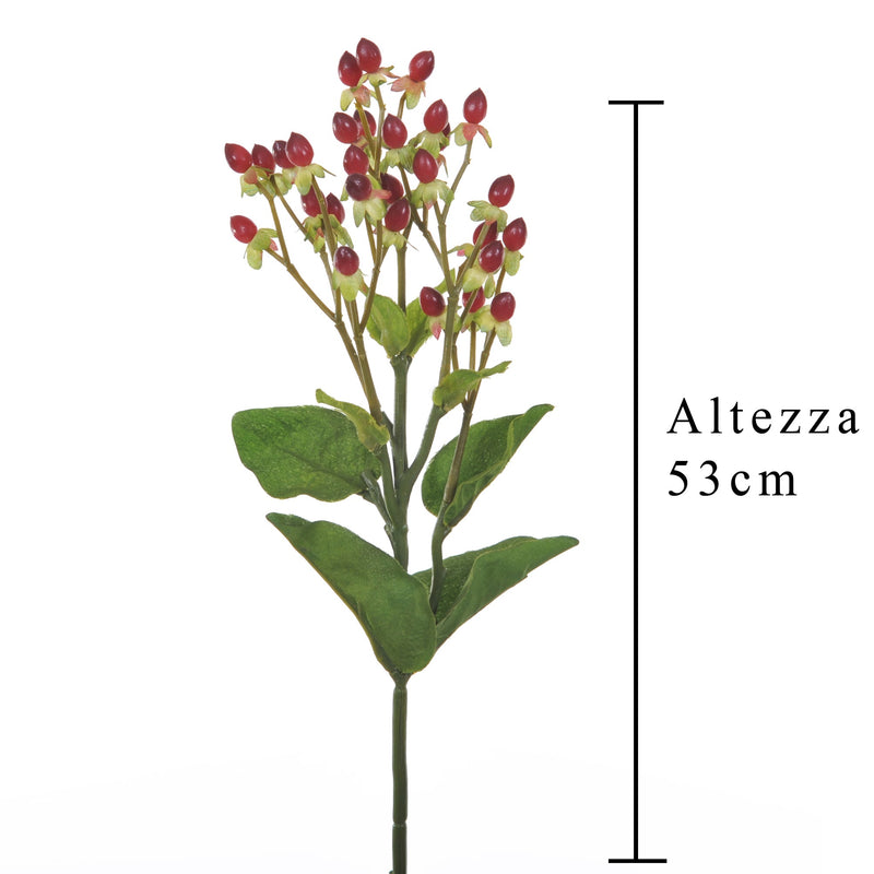 Set 8 Fiori Artificiali di Hipericum Altezza 53 cm Rosso