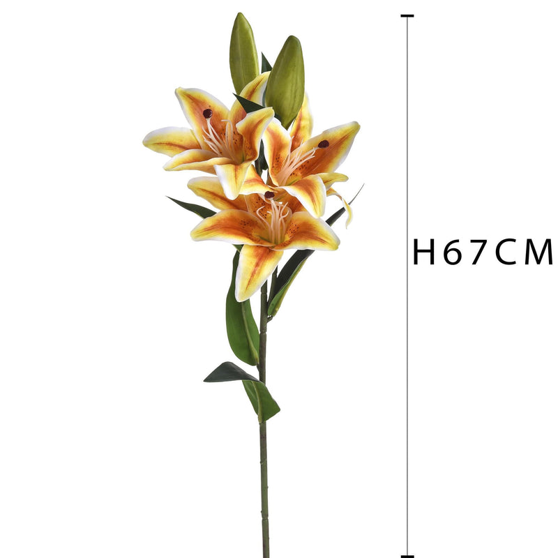 Set 4 Lilium Artificiali Stargaze Composto da 3 Fiori Altezza 67 cm Arancio