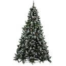 Albero di Natale Innevato Marilleva 180 cm 690 Rami Super Folto con Pigne in PVC Verde      