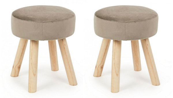 acquista Set 2 Sgabelli 34x34x38 cm in Velluto Adeline Tortora
