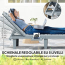 Set 2 Lettini Prendisole 62x158x88 cm con Schienale Regolabile e Vassoi in Polipropilene Grigio Scuro      