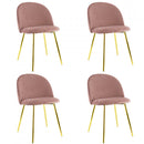 Set 4 Sedie 50x45x80 cm in Tessuto Vellutato Piedi Oro Rosa antico