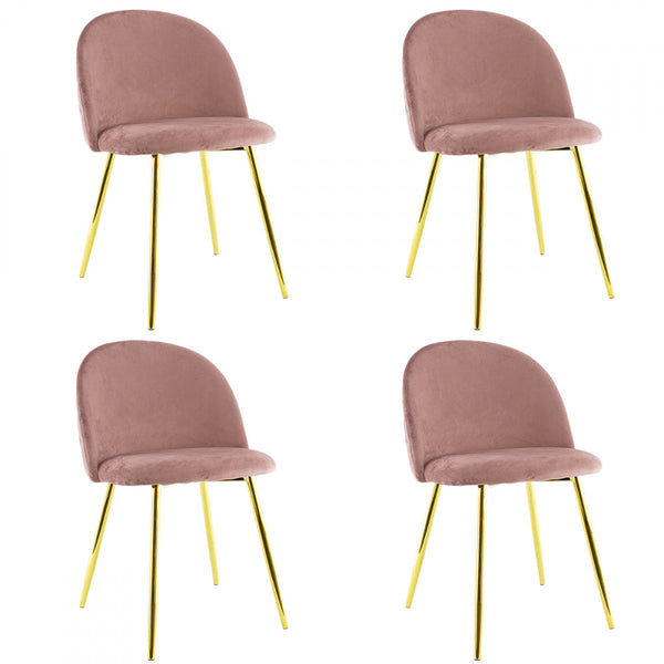 prezzo Set 4 Sedie 50x45x80 cm in Tessuto Vellutato Piedi Oro Rosa antico