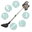 Aspirapolvere Ciclonico con Filo Scopa Elettrica 600W Kooper Airone 2.0 Grigio e Oro