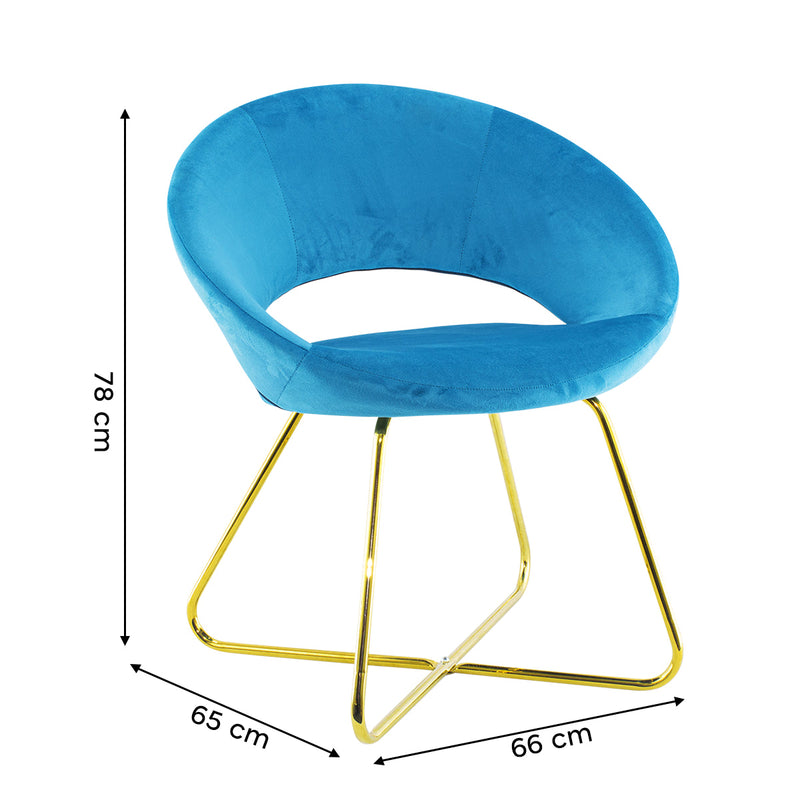Poltrona Imbottita 66x65x68 cm in Tessuto Effetto Velluto Blu