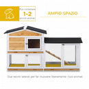Conigliera da Esterno 157,4x53x93,5 cm con Casetta e Spazio Aperto Recintato in Legno di Abete Grigio e Nero  
