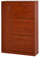 Scarpiera con 3 Ante a Ribalta e un'Anta Porta Ombrelli in Legno Noce 80x24x120 cm 