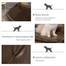 Divano per Cani e Gatti Imbottito 73x53x21 cm in Similpelle Marrone