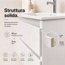 Mobile Bagno Sospeso Otranto 81x46x50 cm con Lavabo Specchio e 2 Cassetti in Truciolato e MDF Bianco      