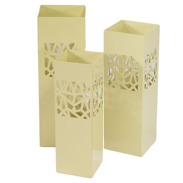 Set 3 Portaombrelli in Metallo 20x20H60cm Geometrie Crema prezzo