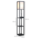 Lampada da Terra con 3 Ripiani in MDF con Paralume in Tessuto 26x26x160 cm  Nera