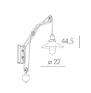 Applique Carrucole Rustica Metallo Vetro Specchio Lampada da Parete E27