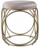 Sgabello Tondo Ø40x46 cm in Ferro e Velluto Soriani Rosa Cipria