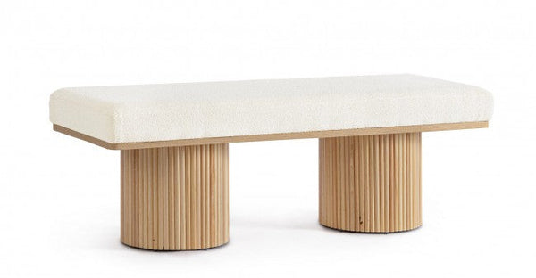 prezzo Panca 2 Posti 122x46x42,5 cm Cozy Japandi in Bouclè Bianco