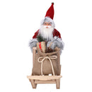 Pupazzo Babbo Natale in Tessuto con slitta regali grigio rosso cm 33x12xh30