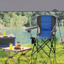 Sedia da Campeggio Pieghevole con Tasca e Portabicchieri Blu    