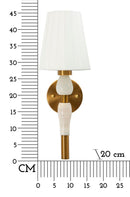Lampada da Muro Budapest 16x20x46 cm in Ferro e Tessuto Oro e Bianco      