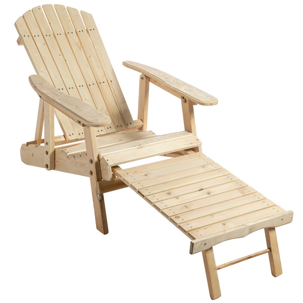acquista Lettino Prendisole Adirondack in Legno da Giardino con Poggiapiedi