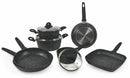 Batteria di Pentole 10 Pezzi in Alluminio Antiaderente Induzione Effetto Pietra Villa du0026