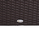 Set Salotto da Giardino in Rattan Sintetico Divano Pouf e Tavolino Marrone 