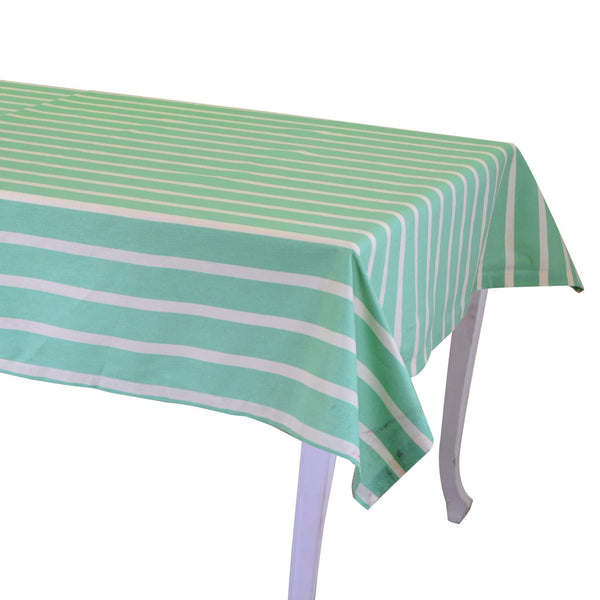 Tovaglia Rettangolare 140x240 cm in Cotone 180 GSM Pop Righe Verde Acqua sconto