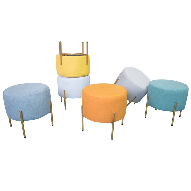 Pouf Poggiapiedi Ø40 cm in Tessuto Kate Giallo