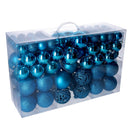Set 100 Palline Decorative per Albero di Natale in Plastica azzurro cm Ø4,6,8