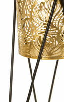 Porta Vasi Drak Coppia 21x20x46 cm - 18x18x32 cm in Ferro Nero e Oro      