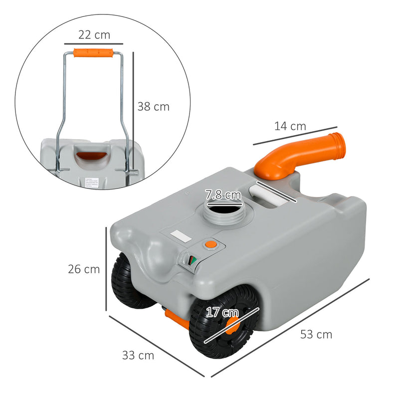Serbatoio per Acqua da Campeggio 22L Indicatore con Livello di Liquido con Ruote Grigio  