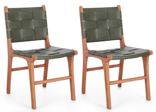 Set 2 Sedie 46x59x85 cm Caroline in Pelle Verde online