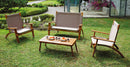 Set da Giardino Divano 2 Poltrone e Tavolino in Legno Vorghini Valladolid Sabbia