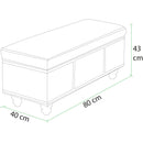 Cassapanca Contenitore Ecopelle Divano Panca Pouf Contenitore 80x40x43 cm Grigio