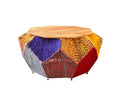 Pouf Etnico in Metallo e Legno Muticolor