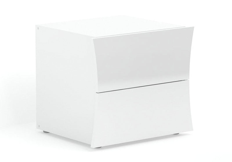 Comodino 2 Cassetti 50x40x41,3 cm Arco Bianco Lucido
