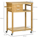 Carrello da Cucina 83x45x96 cm con Ruote in Bambù Naturale