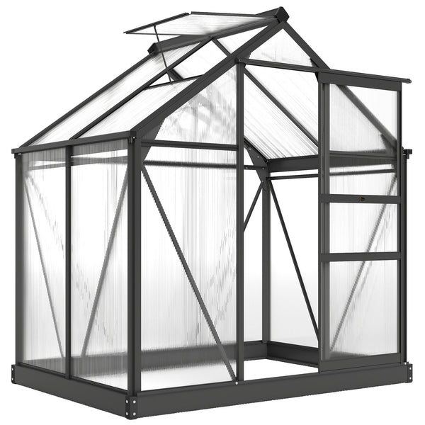 Serra da Giardino 190x132x201 cm con Porta Scorrevole e Finestra in Policarbonato e Alluminio Grigio online