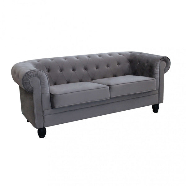 prezzo Divano 3  Posti Chesterfield 197x74x82 h cm in Velluto Grigio