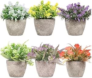 prezzo Set 6 Piante Artificiali con Vaso in Carta Pressata Grigio