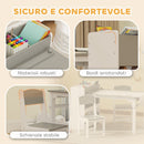 Set Tavolo e 2 Sedie per Bambini con Vani Contenitore 102,5x58x64 cm in Legno e Tessuto non Tessuto Grigio e Bianco  