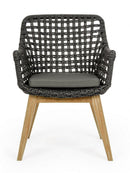 Set 2 Sedie 46x46x82h cm con Braccioli e Cuscini Madison Nera